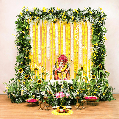 Flower Decoration for Ganpati thumbnail 3